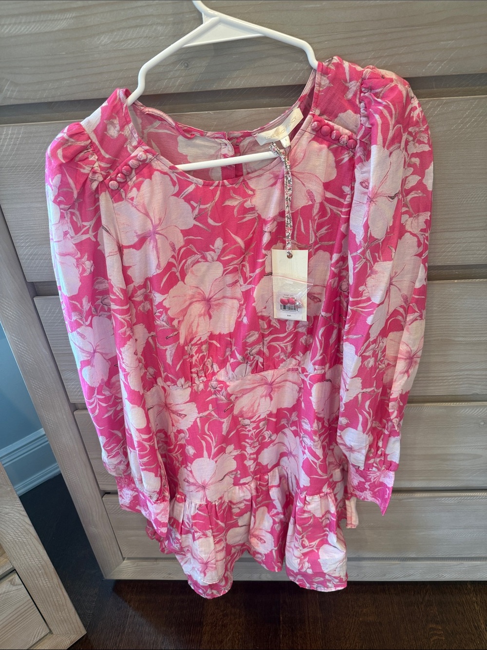 LoveShackFancy Pink Floral Mini Dress